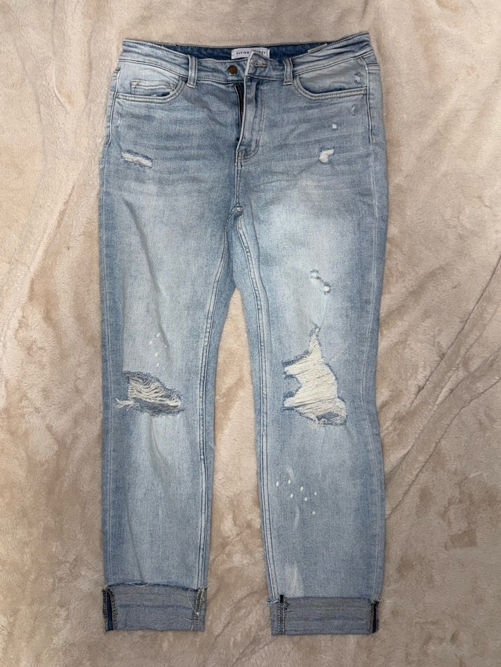 Flying Monkey Light Blue Distressed Ankle Jeans
